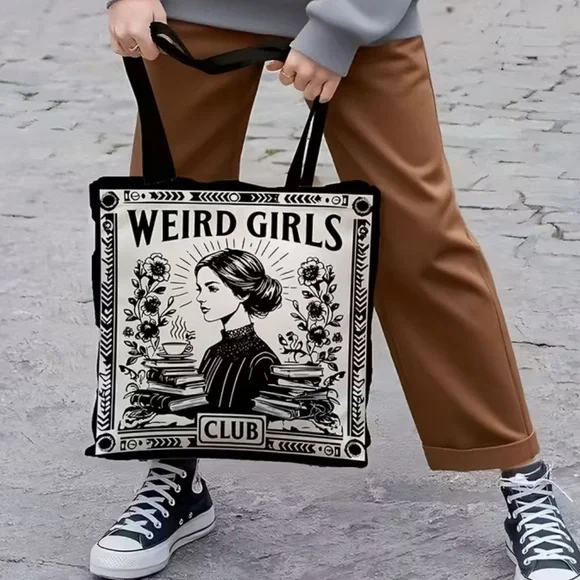 Weird Girls Club Black and White Tote Bag - Picture 5 of 5